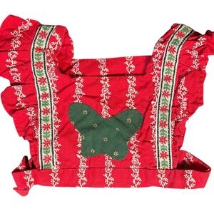 Vintage Red Folk Crop Top | Cottagecore Prairie Boho | Child / XS